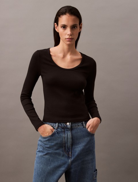 Женские футболки Calvin Klein Cotton Contour Rib U-Neck Tee