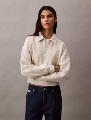 Archive Logo Fleece Quarter Zip Sweatshirt, Vanilla Heather