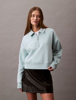 Archive Logo Fleece Quarter Zip Sweatshirt, Cloud Blue