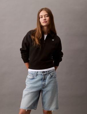 Archive Logo Fleece Quarter Zip Sweatshirt, Black Beauty