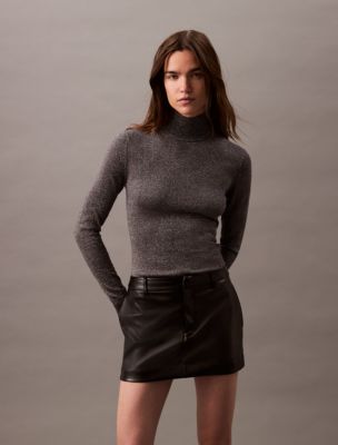 Lurex Turtleneck Sweater, Ebony