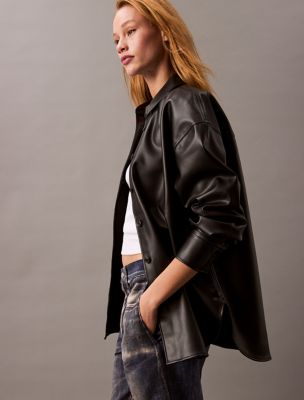 Faux Leather Relaxed Shirt Jacket | Calvin Klein® USA