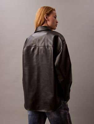 Faux Leather Relaxed Shirt Jacket | Calvin Klein® USA