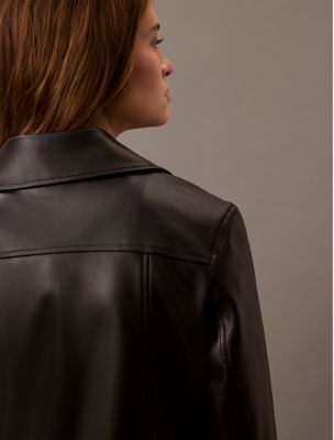 Женская куртка Calvin Klein Faux Leather Moto, цвет: Чёрный — фото 4