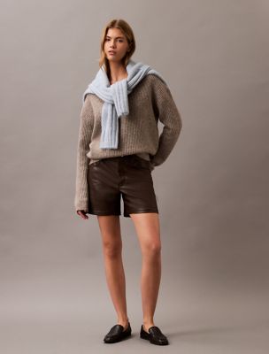 90s Faux Leather Shorts, Mulch