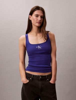 Monologo Rib Tank Top, Blue River Fog
