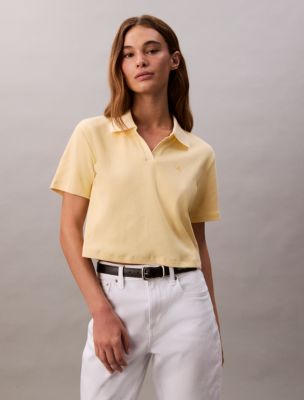 Cotton Contour Rib Polo Tee, Sunlight