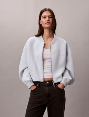 Smooth Cropped Relaxed Bomber Jacket, Plein Air