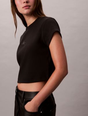 Tシャツ・カットソー ^ ^ Here Black Monogram Baby T-Shirt 47AB802 UB1 モノグラム ベイビーTシャツ（Tシャツ/カットソー）｜Calvin