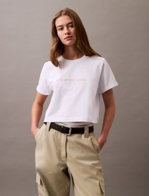 Monogram Logo Cropped Classic T-Shirt, Brilliant White