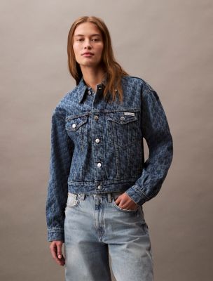 90s Allover Monogram Denim Trucker Jacket, Marquee