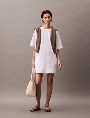 Cotton Relaxed Mini T-Shirt Dress, Brilliant White