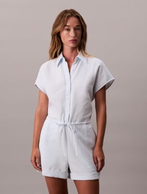 Cotton Viscose Gauze Romper, Ice Melt