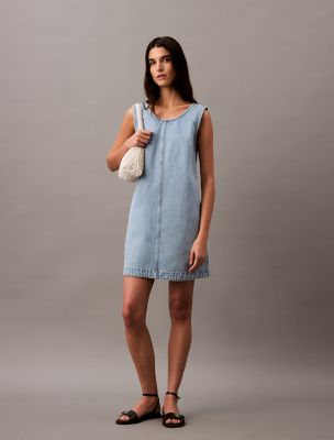 Denim Sleeveless Shift Dress, Vintage Cobalt