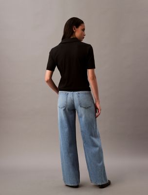 デニム・ジーパン   Women's Wide Fit Light Blue Tencel Denim 47B058 Wide]ジーンズ(デニムパンツ) - ワイドレッグジーンズ