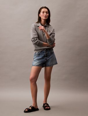 Relaxed Bermuda Denim Shorts, Light Peri