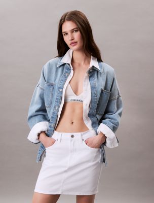 Denim Mini Skirt, Optic White