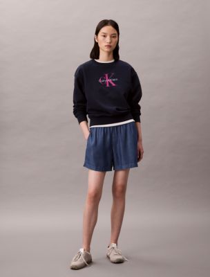 Denim Pull-On Shorts, Blue Ocean