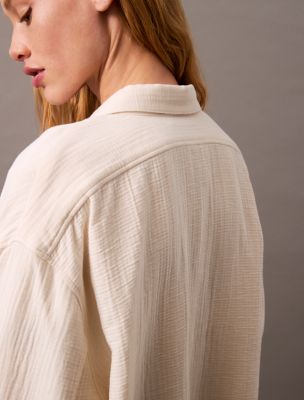 Double Gauze Roll Tab Button-Down Shirt | Calvin Klein® USA