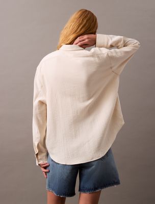 Double Gauze Roll Tab Button-Down Shirt | Calvin Klein