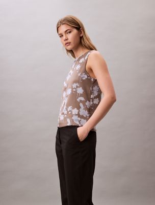 Женские топы Calvin Klein Printed Chiffon Sleeveless Shell Top — фото 5