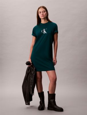 Archive Logo Jersey T-Shirt Dress, Maya Green