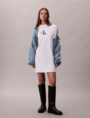 Monogram Logo Jersey T-Shirt Dress, Brilliant White