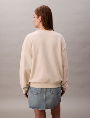☆COMME des GARCONS☆ Women's Monologo French Terry Relaxed Monogram Logo French Terry Relaxed Sweatshirt | Calvin Klein