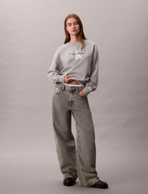 ☆COMME des GARCONS☆ Women's Relaxed Fit Monologo French Te Monologo French Terry Relaxed Sweatshirt | Calvin Klein