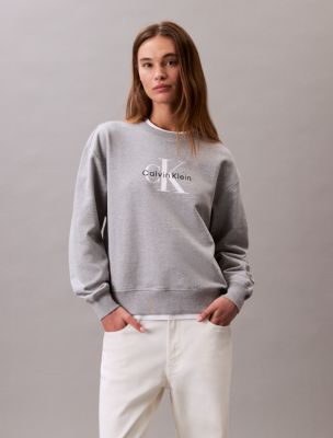 Monogram Logo French Terry Relaxed Sweatshirt, Heroic Grey Heather