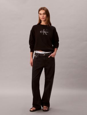 Monogram Logo French Terry Relaxed Sweatshirt, Black