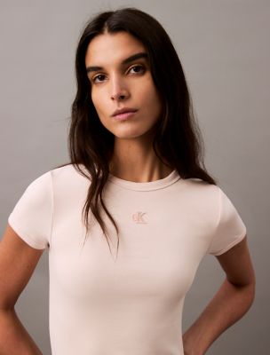 Cotton Contour Rib Monogram Logo Mini Dress | Calvin Klein