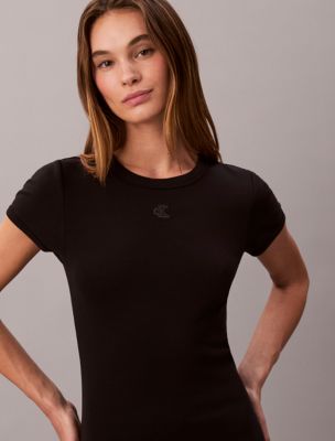 Женские платья Calvin Klein Cotton Contour Rib Monogram Mini Dress — фото 3