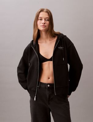 Monogram Logo French Terry Hoodie, Black
