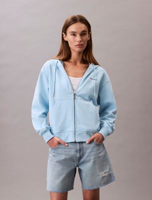 Monogram Logo French Terry Hoodie, Cool Blue