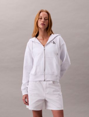 Monogram Logo French Terry Hoodie, Brilliant White