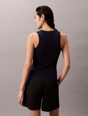 売れ筋商品|||カルバンクライン ニット&セーター アウター レディース Women's Smooth Cotton Rib Sweater Tank Churned Butter Smooth Cotton Rib Sweater Tank | Calvin Klein