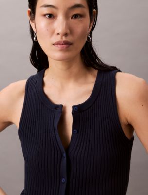 Smooth Cotton Rib Sweater Tank | Calvin Klein