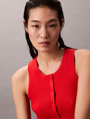 売れ筋商品|||カルバンクライン ニット&セーター アウター レディース Women's Smooth Cotton Rib Sweater Tank Churned Butter 40WK309_VAI_main
