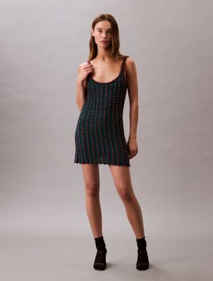 Crochet Beaded Tank Mini Dress, Maya Blue / Adrenaline Rush