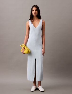 Boucle Ribbed Sleeveless Midi Dress, Plein Air