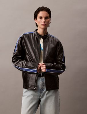 高い素材 Leather Relaxed Zip USA Klein® Calvin | Jacket ジャケット・アウター