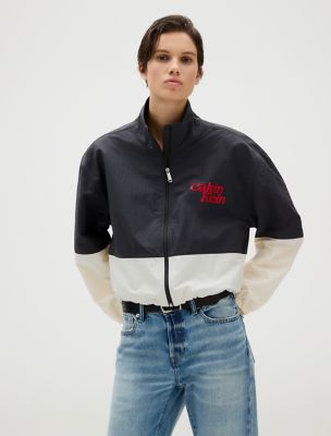 Colorblock Nylon Zip Jacket, Ebony / Tofu