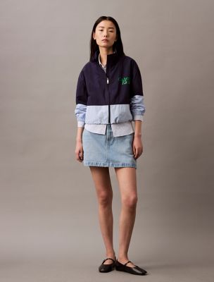 ★ ★ 2color Women's CKJ City Nylon Two Pocket Fl Colorblock Nylon Zip Jacket | Calvin Klein