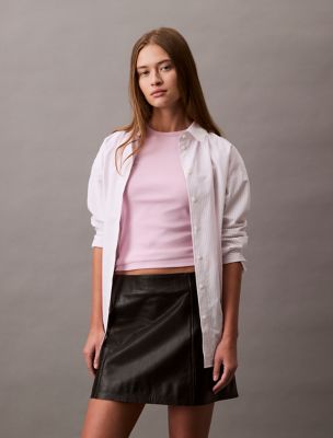 Leather Mini Skirt, Black