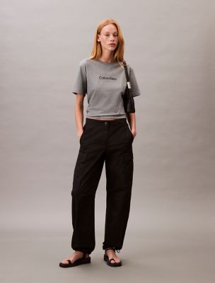 Cotton Twill Cargo Pants, Black