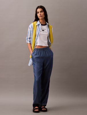 Relaxed Denim Pull-On Jeans, Blue Ocean