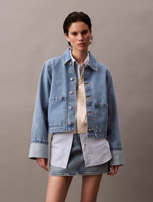 Cuff Sleeves Denim Jacket, Blue Escape