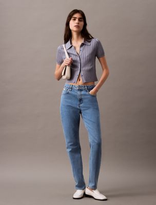 High Rise Slim Fit Jeans, Coastal Blue