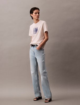 High Rise Straight Jeans, Marbled Beacon